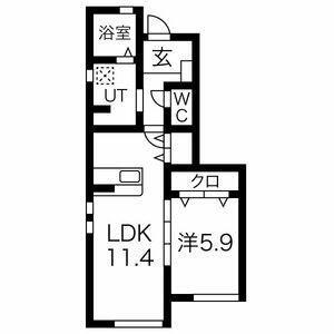 CUORE(1LDK/1階)の間取り写真