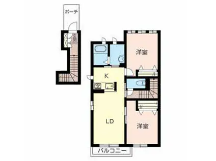 エスポワール・アイ北春日丘(2LDK/2階)の間取り写真