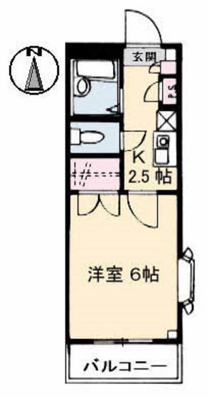 ハッピーハイツ今(1K/1階)の間取り写真