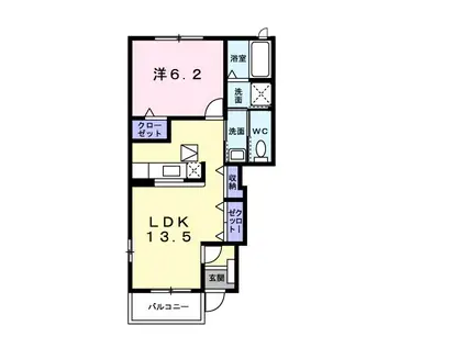 メゾンドソレイユB(1LDK/1階)の間取り写真