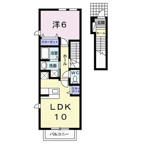 ブリジャールII(1LDK/2階)の間取り写真