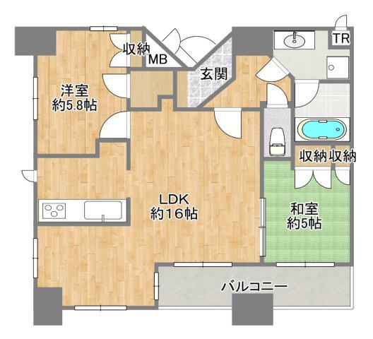 セラフィーコート千里中央(2LDK/8階)の間取り写真
