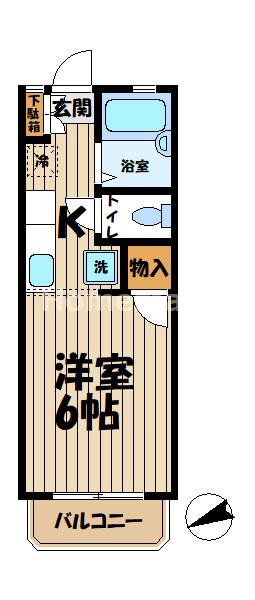 カーサ六国(1K/2階)の間取り写真