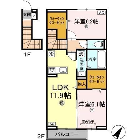 ハピネス・フォー(2LDK/2階)の間取り写真