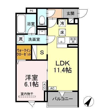 セレスティア東尾久II(1LDK/1階)の間取り写真