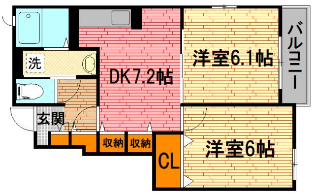 ココ・ボニート(2DK/1階)の間取り写真