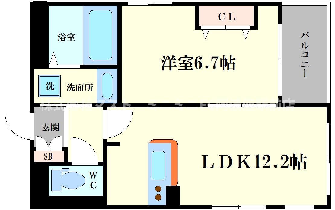 ゆーとぴあ(1LDK/3階)の間取り写真