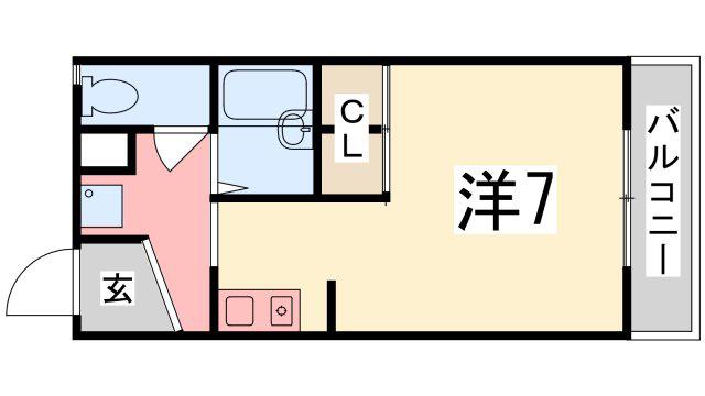 リバーハイツ(ワンルーム/2階)の間取り写真