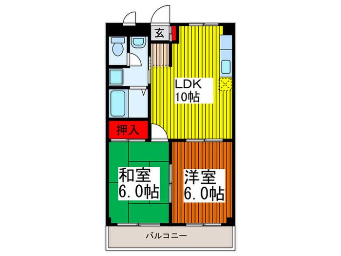 ミナモトマンション(2LDK/3階)の間取り写真