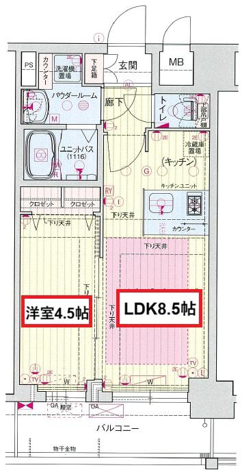 プレサンスOSAKA DOMECITYワンダー(1LDK/12階)の間取り写真