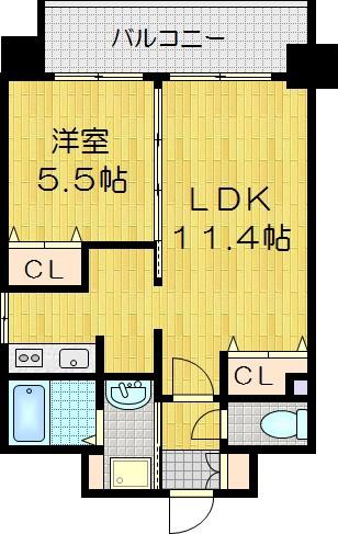 サンクチュアリ二条城II(1LDK/7階)の間取り写真