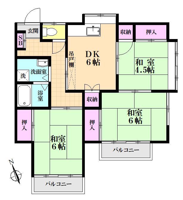 第2ナミキハイツ(3DK/2階)の間取り写真