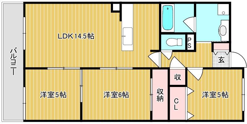 ソレアード御南(3LDK/2階)の間取り写真