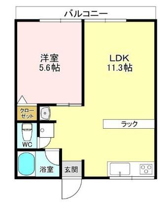 T3コート(1LDK/2階)の間取り写真