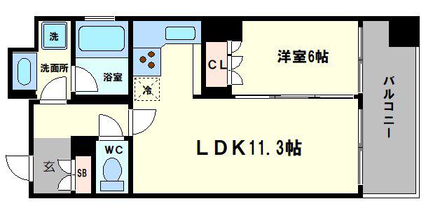 リーガル四ツ橋立売堀II(1LDK/3階)の間取り写真