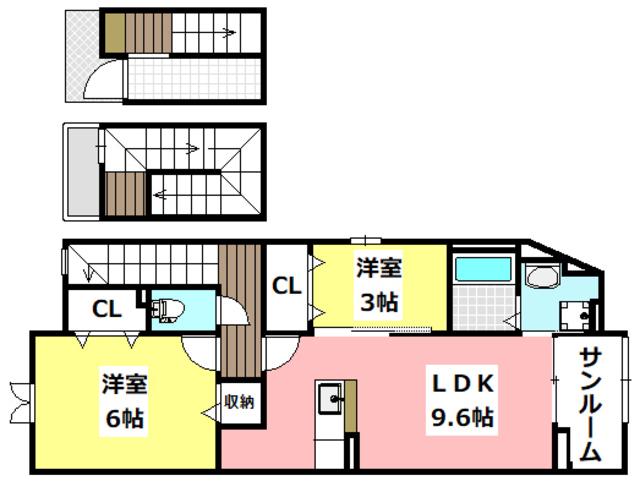 グランデ-ジ(2LDK/3階)の間取り写真