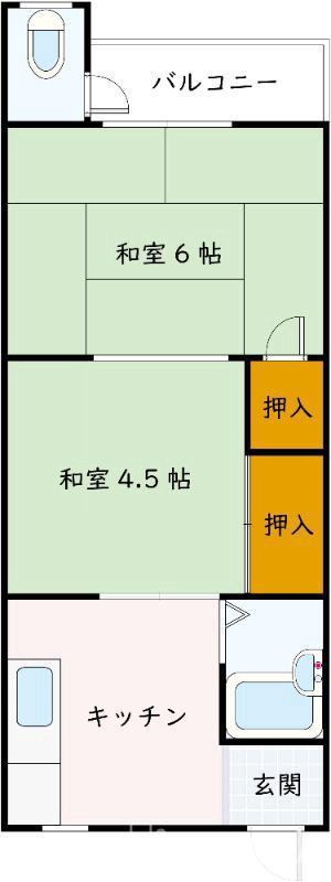 岡口文化(2K/2階)の間取り写真