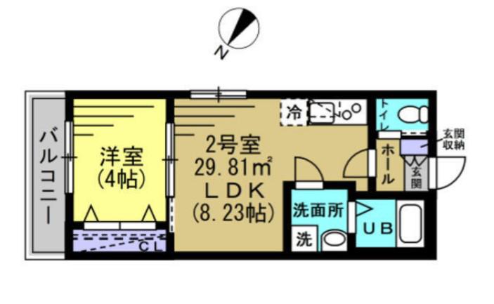 プレミオ勝田台(1LDK/2階)の間取り写真