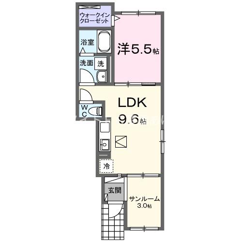 パラディーゾ(1LDK/1階)の間取り写真