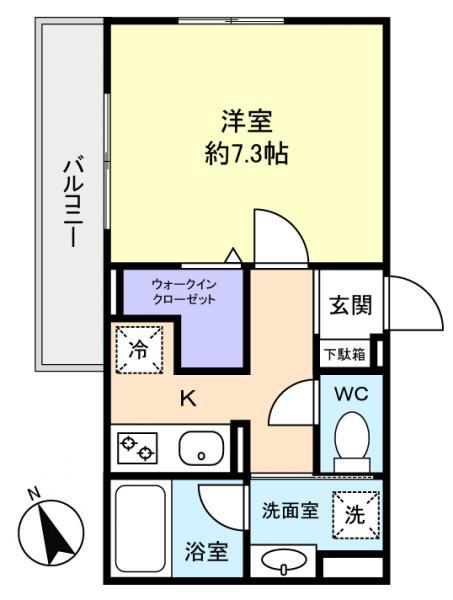 メロディスタ(1K/2階)の間取り写真