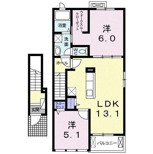 ハル・エスペランサ II(2LDK/2階)の間取り写真