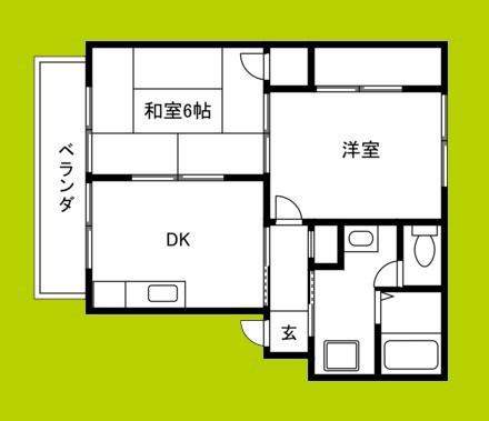 グリーンパークアネックス(2DK/1階)の間取り写真