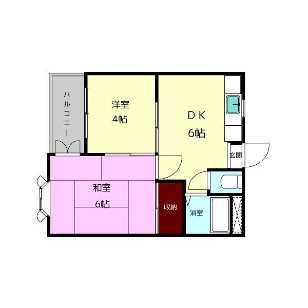 シティパレス三条大宮P2(2DK/1階)の間取り写真