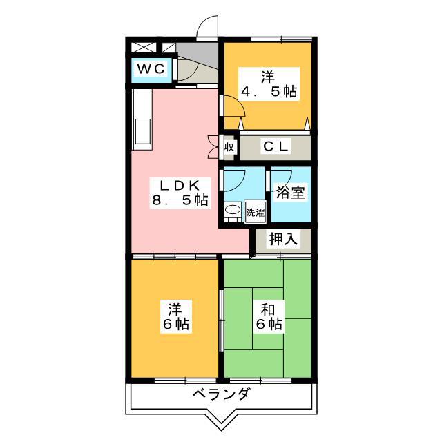 仙石ビル(3LDK/2階)の間取り写真