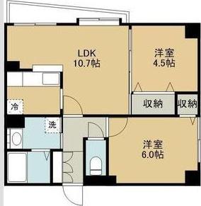 112松井ビル(2LDK/7階)の間取り写真