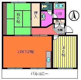 駅北マンション(2LDK/2階)の間取り写真
