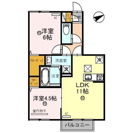 レイクシップ(2LDK/1階)の間取り写真