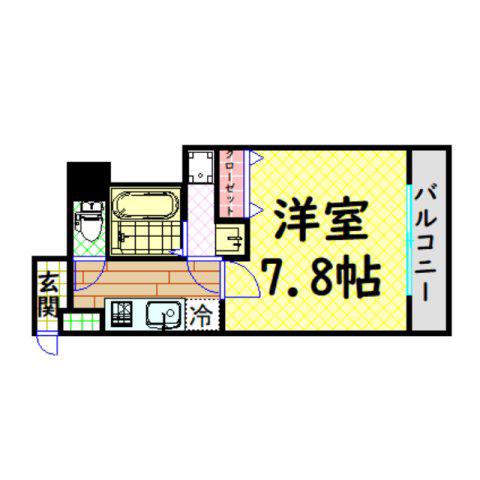 エイペックス大阪城西(1K/13階)の間取り写真
