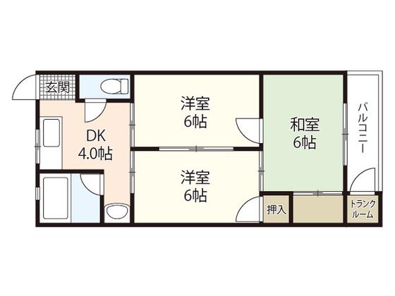 寿栄ビル6(3DK/4階)の間取り写真