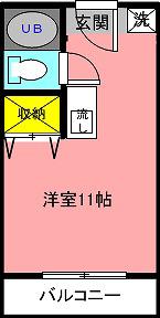 フェリエール(ワンルーム/1階)の間取り写真