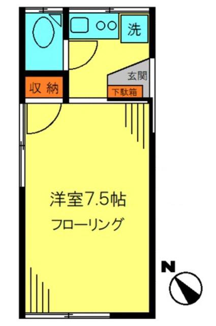 コスモ新町C棟(1K/2階)の間取り写真