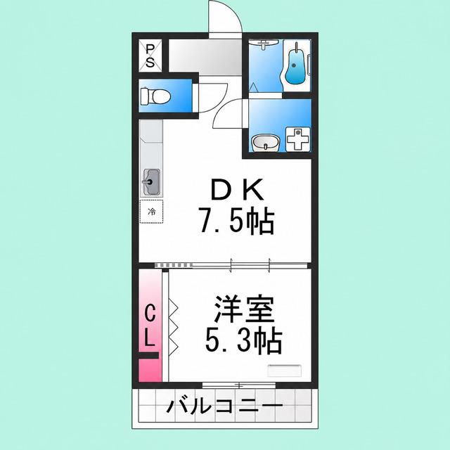 フジパレス東湊(1DK/3階)の間取り写真