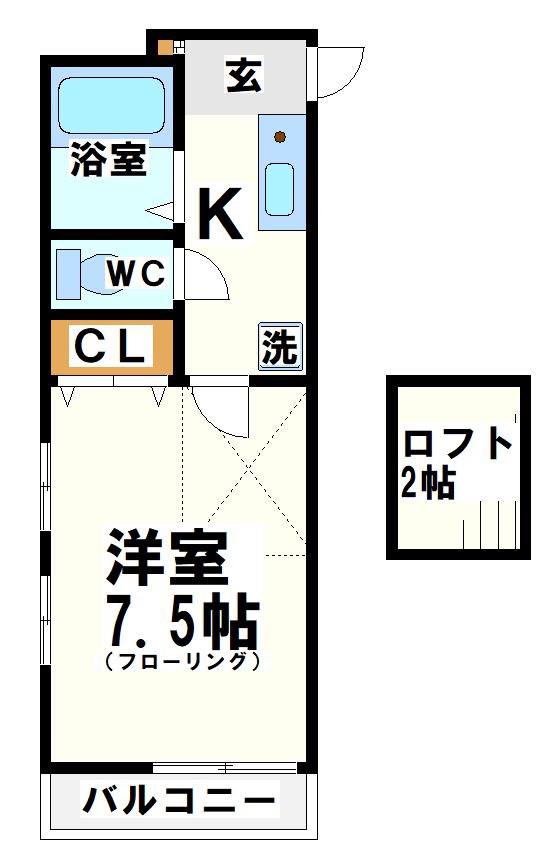 ネット西調布(1K/2階)の間取り写真