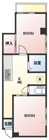 間宮ビル(2K/3階)の間取り写真