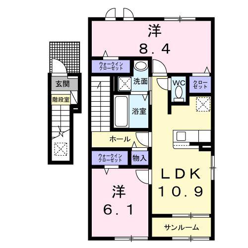 オアシス レジデンス(2LDK/2階)の間取り写真