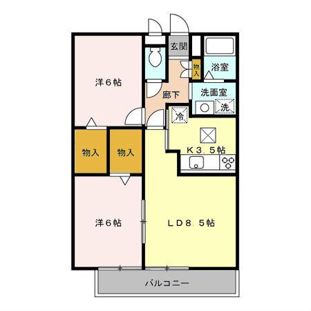 ロイヤルハーモニー(2LDK/2階)の間取り写真