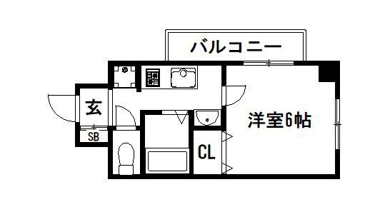 UN CASTELLO西院(1K/6階)の間取り写真