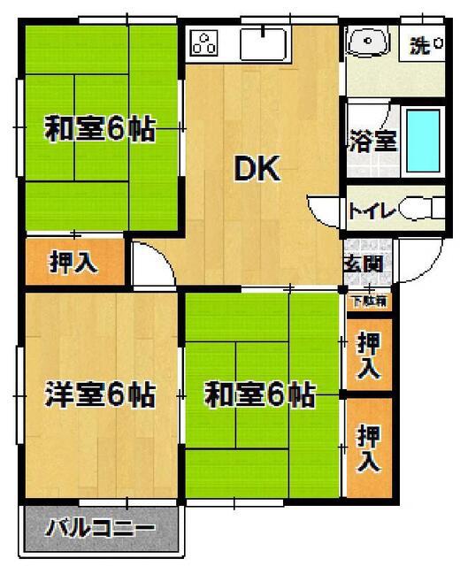 サニーハイツ(3DK/2階)の間取り写真