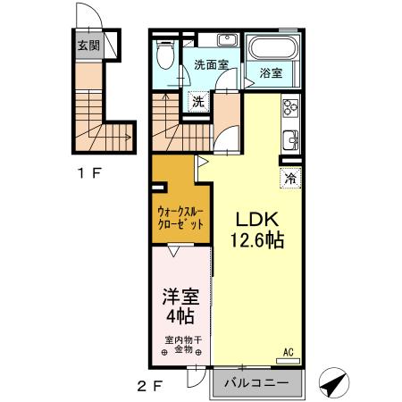 リュイソー(1LDK/2階)の間取り写真