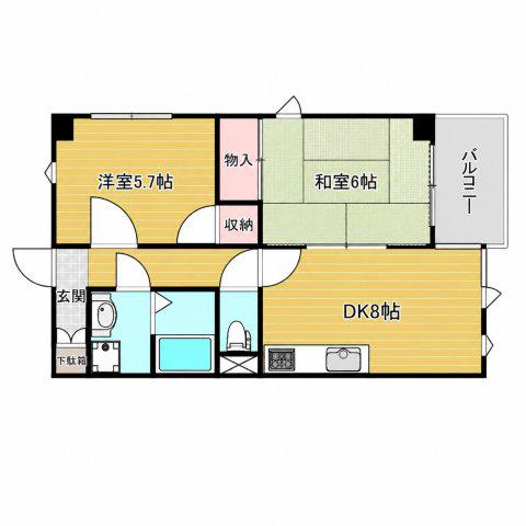 エストモンタニュ(2DK/2階)の間取り写真