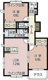 リヴェールIIC(2LDK/1階)の間取り写真