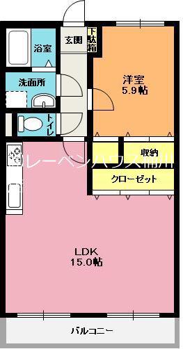 アメニティパレスA棟(1LDK/1階)の間取り写真