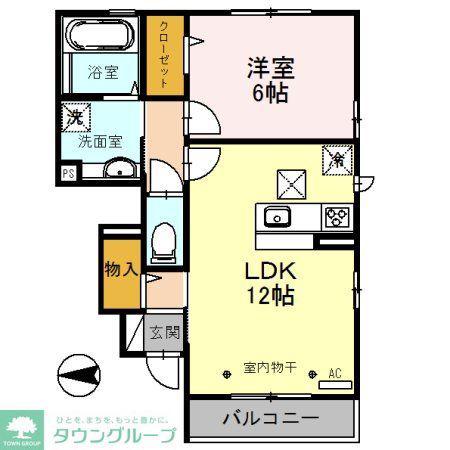 シェルフルール(1LDK/1階)の間取り写真
