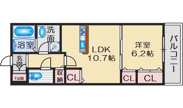 シャーメゾンルシエル(1LDK/2階)の間取り写真