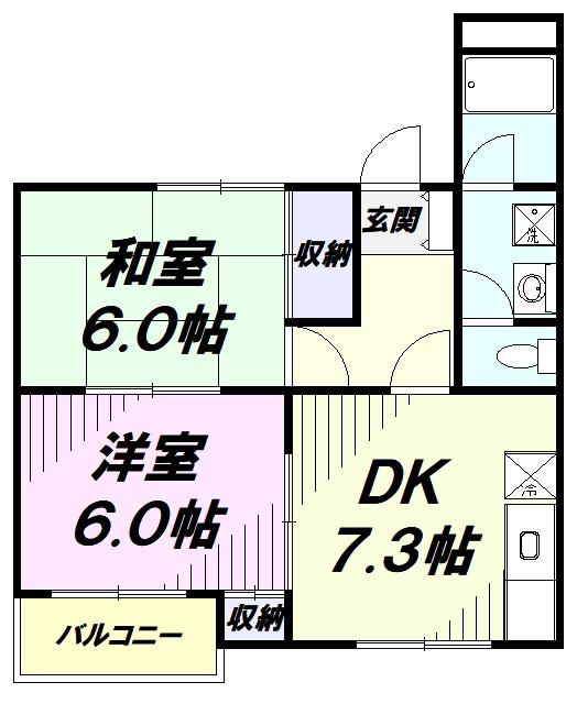 ウィスタリアガーデン(2DK/1階)の間取り写真
