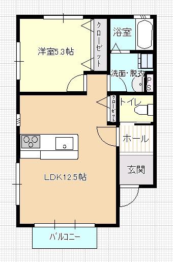 ル・シェル II(1LDK/2階)の間取り写真